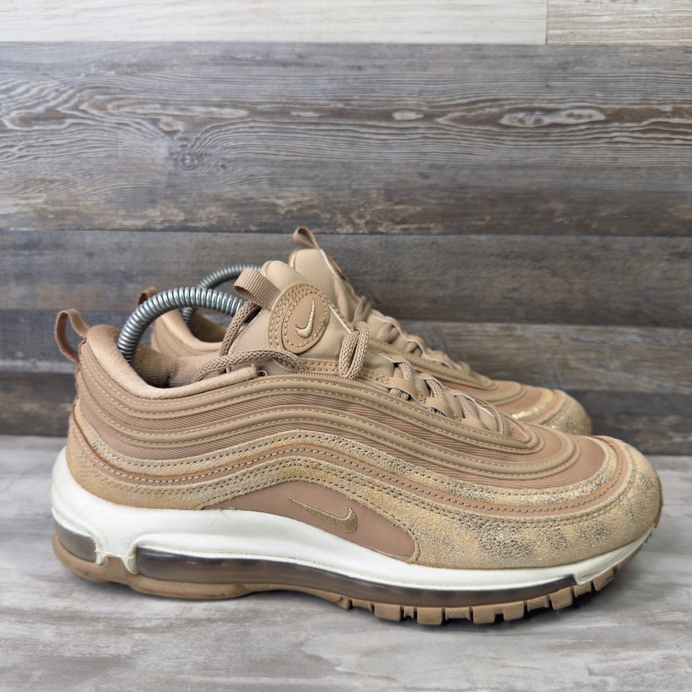 Nike Air Max 97 Womens Size 9.5 Sneakers Metallic Gold Tan‎ FB1289-200